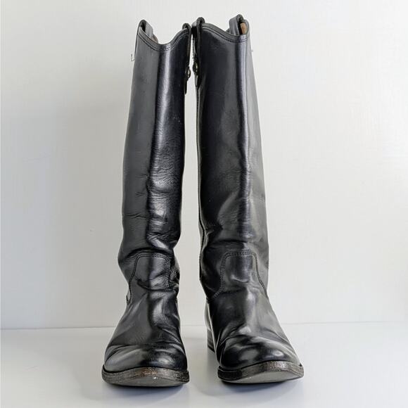 Frye Melissa Button Boots 7.5 Black Leather Tall Riding Knee High Equestrian - Picture 4 of 16